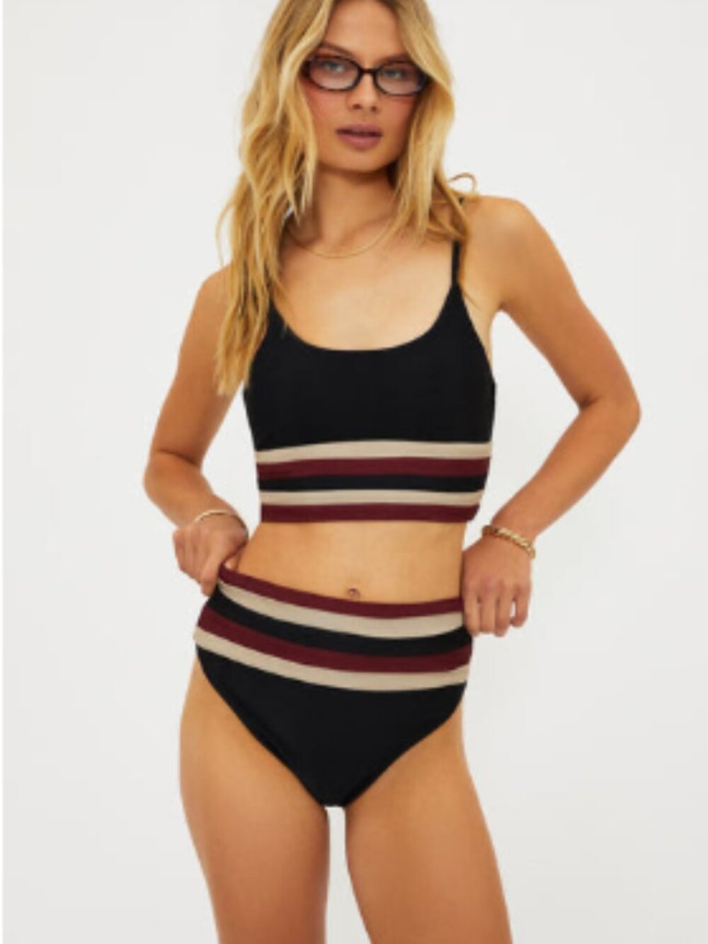 Beach Riot Millie Bottom Maroon Merlot Colorblock - Picture 2 of 2